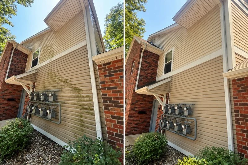 We Wash It siding before and after cleaning
